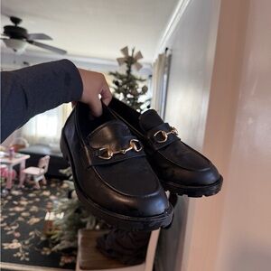 Womens loafers with buckle detail